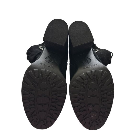 Born Cass Black Suede Combat Boots Strap Side Zipper Lace Up Size 8 - Picture 4 of 7